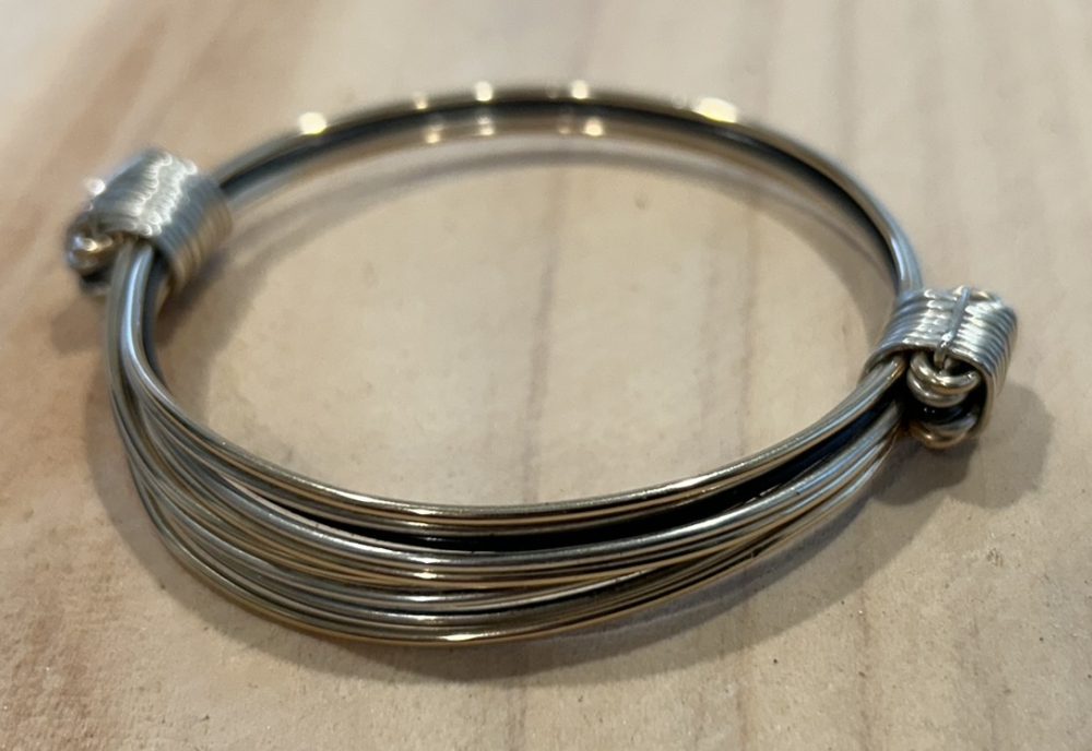 Tritone elephant hair knot bracelet silver gold and hair