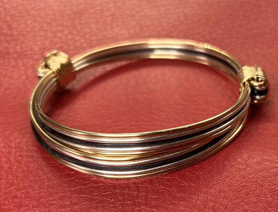 Silver gold and hair bracelet with gold knots make great Safari and African lover gifts